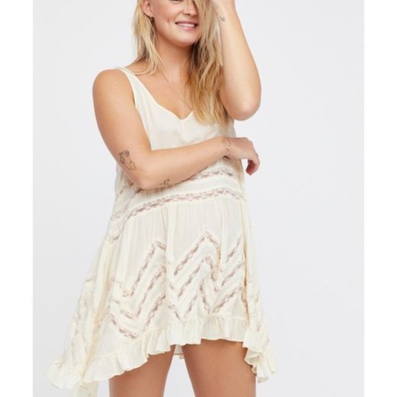 Free People  Women's White Voile And Lace Trapeze - Picture 4 of 4